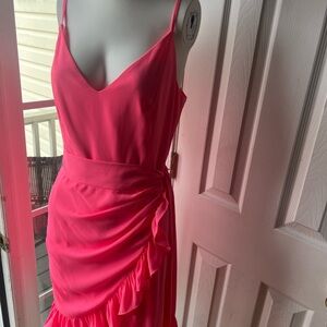 Lilly Pulitzer Vibrant Pink Ruffle Alisa Midi Dress